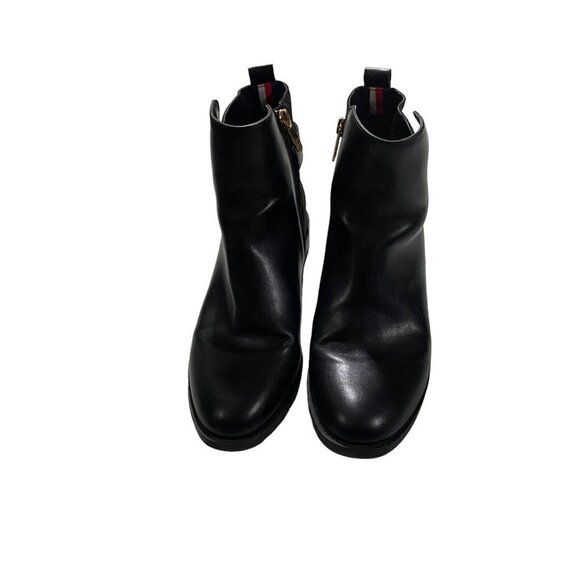 Tommy Hilfiger Isleen Women Black Mixed Media Vegan Leather Quilted Boot Sz 7.5M - Picture 2 of 11